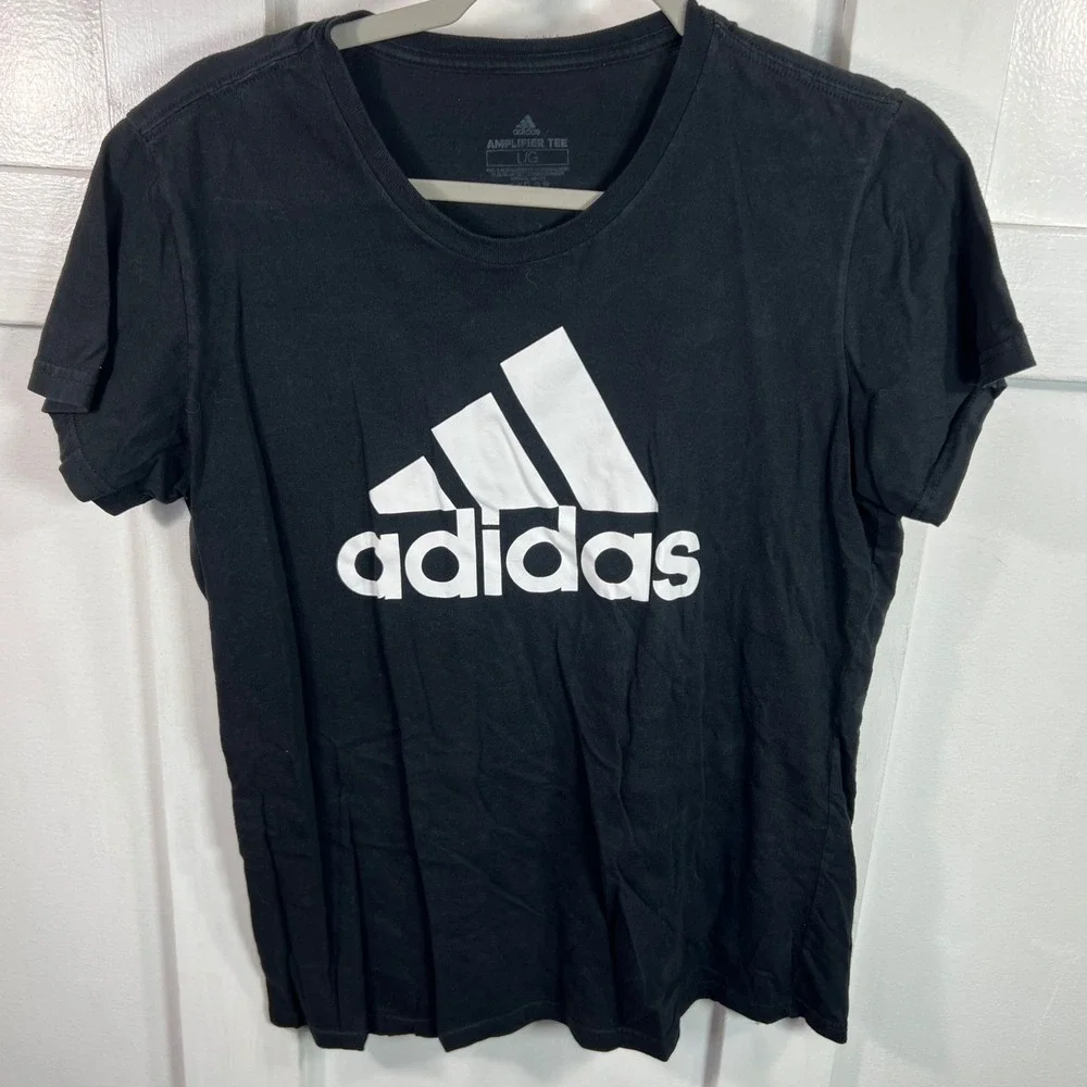 Adidas Amplifier Tee Mens Large Black Short Sleeve Mountain Logo Graphic T-Shirt